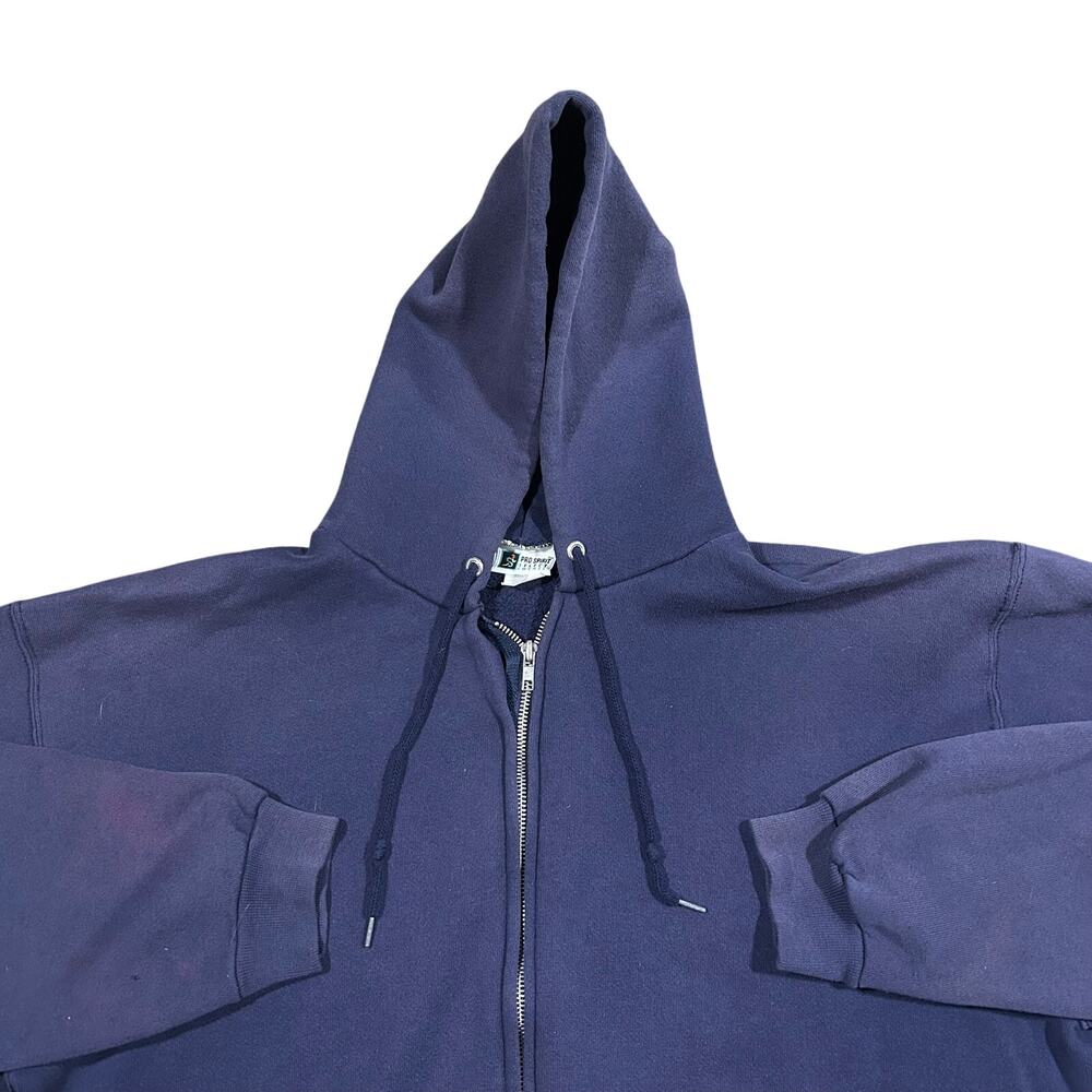 Vintage 90s Sun Faded Hoodie Men’s XLT Full Zip Pro Spirit Navy Blue USA Made
